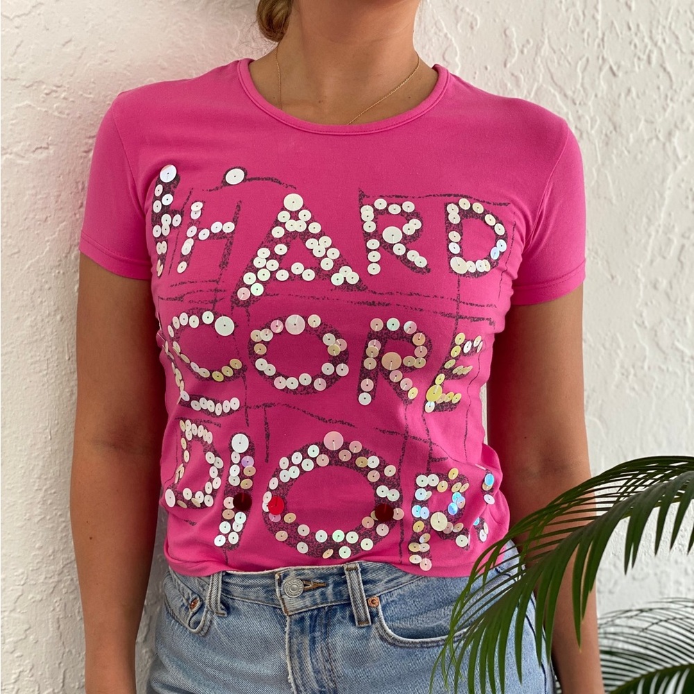 Dior by John Galliano. Hardcore Dior sequin pink tee. - Picture 3 of 3